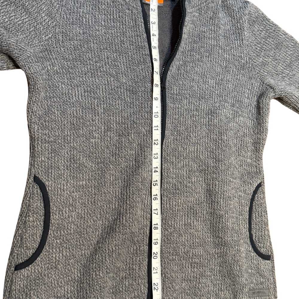 Merrell Womens Zip Up Hoodie Jacket Gray Fleece‎ Hooded Outdoor Size M - Picture 7 of 12